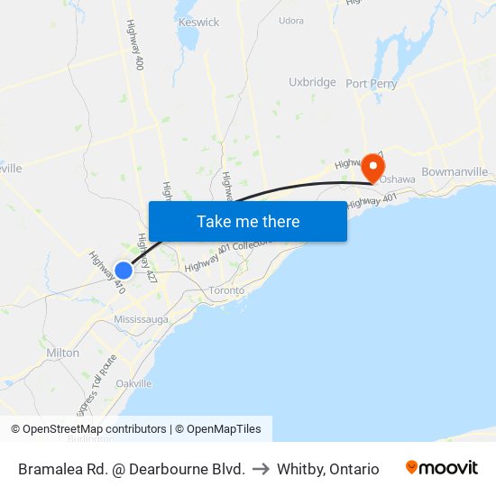 Bramalea Rd. @ Dearbourne Blvd. to Whitby, Ontario map