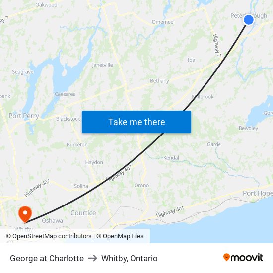 George at Charlotte to Whitby, Ontario map