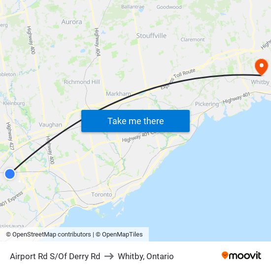 Airport Rd S/Of Derry Rd to Whitby, Ontario map