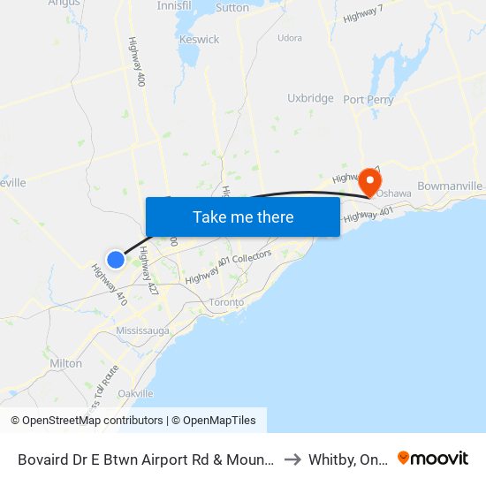 Bovaird Dr E Btwn Airport Rd & Mountainash Rd to Whitby, Ontario map