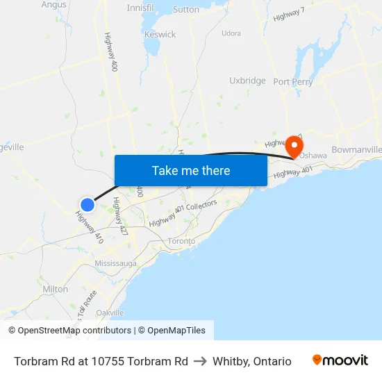 Torbram Rd at 10755 Torbram Rd to Whitby, Ontario map