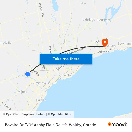 Bovaird Dr E/Of Ashby Field Rd to Whitby, Ontario map