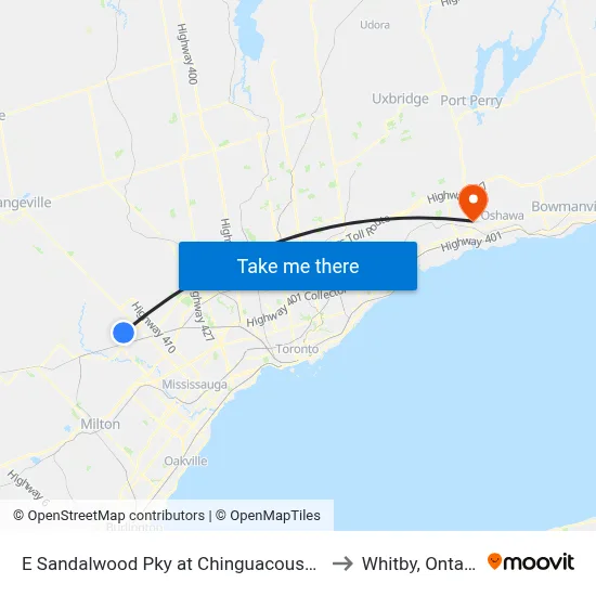 E Sandalwood Pky at Chinguacousy Rd to Whitby, Ontario map