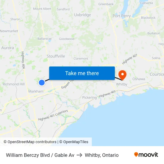 William Berczy Blvd / Gable Av to Whitby, Ontario map
