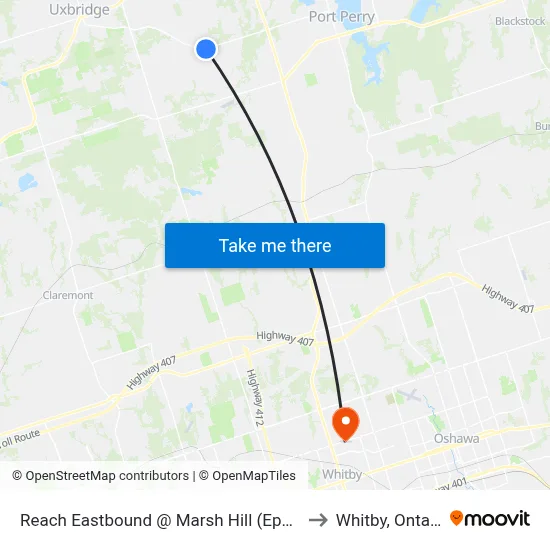 Reach Eastbound @ Marsh Hill (Epsom) to Whitby, Ontario map