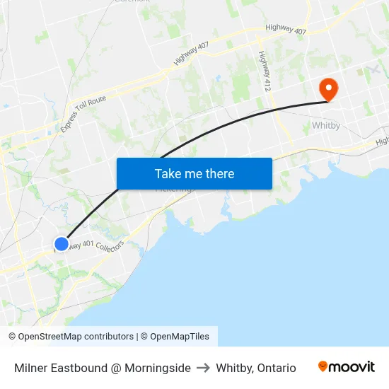 Milner Eastbound @ Morningside to Whitby, Ontario map