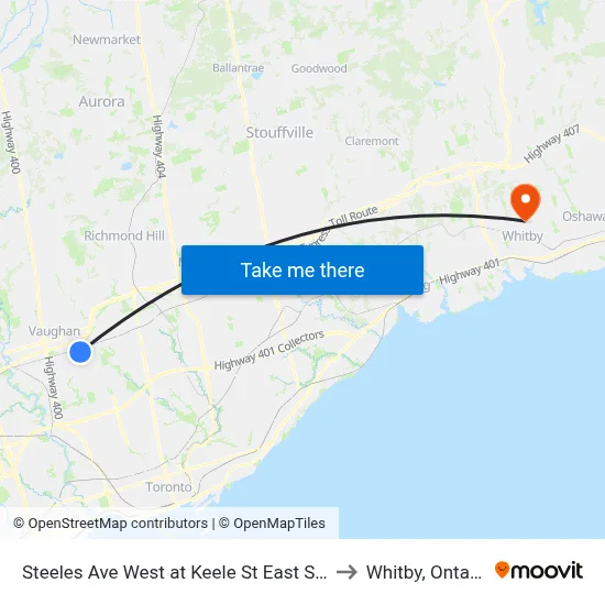 Steeles Ave West at Keele St East Side to Whitby, Ontario map