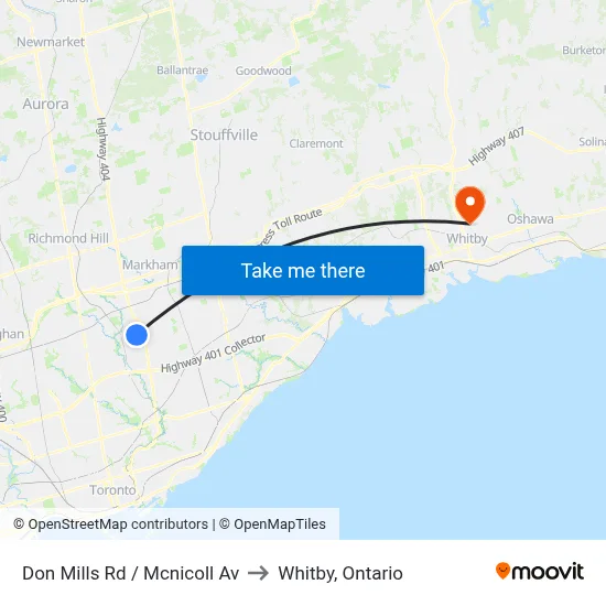 Don Mills Rd / Mcnicoll Av to Whitby, Ontario map