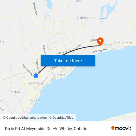 Dixie Rd At Meyerside Dr to Whitby, Ontario map