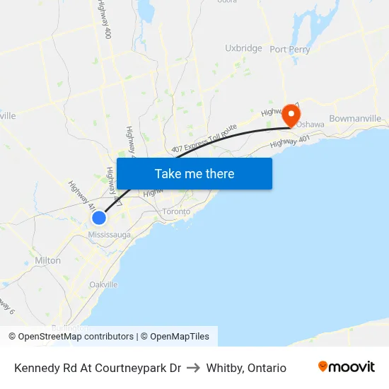 Kennedy Rd At Courtneypark Dr to Whitby, Ontario map