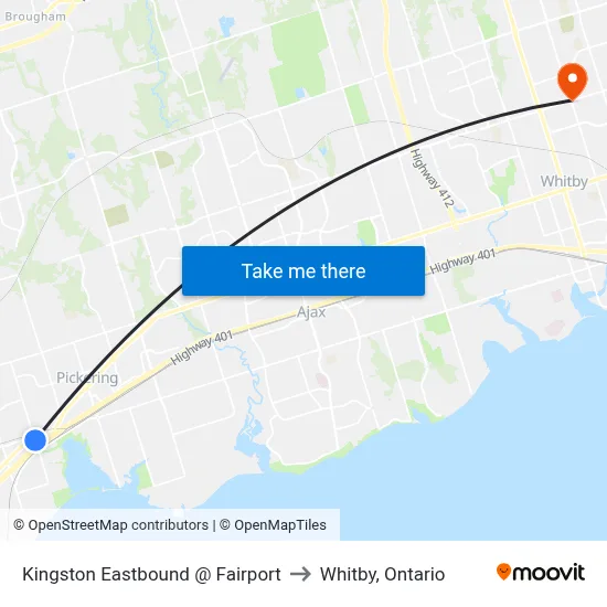 Kingston Eastbound @ Fairport to Whitby, Ontario map