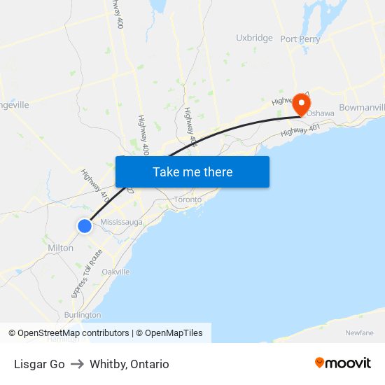 Lisgar Go to Whitby, Ontario map