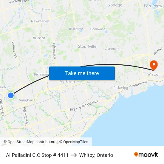 Al Palladini C.C Stop # 4411 to Whitby, Ontario map