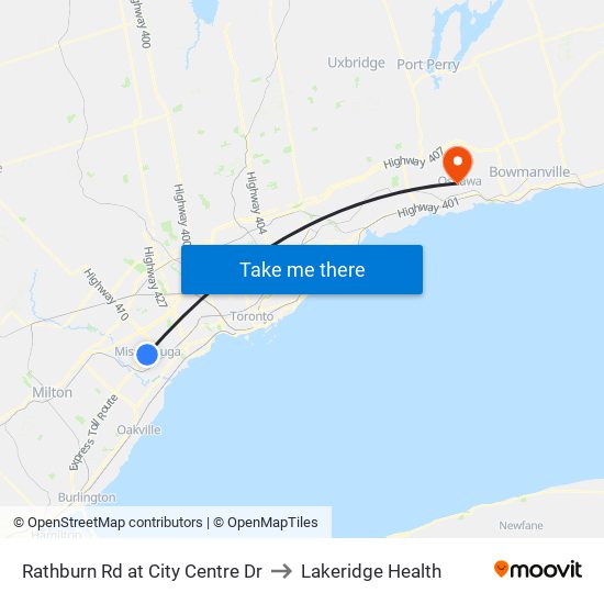 Rathburn Rd at City Centre Dr to Lakeridge Health map