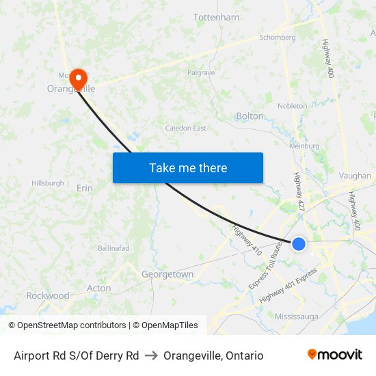 Airport Rd S/Of Derry Rd to Orangeville, Ontario map