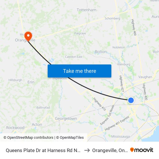 Queens Plate Dr at Harness Rd North Side to Orangeville, Ontario map