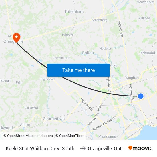 Keele St at Whitburn Cres South Side to Orangeville, Ontario map