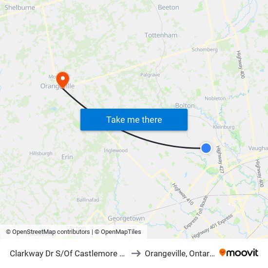 Clarkway Dr S/Of Castlemore Rd to Orangeville, Ontario map