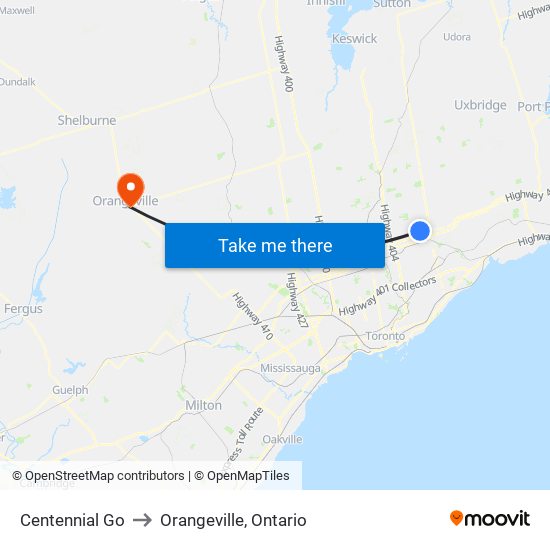 Centennial Go to Orangeville, Ontario map