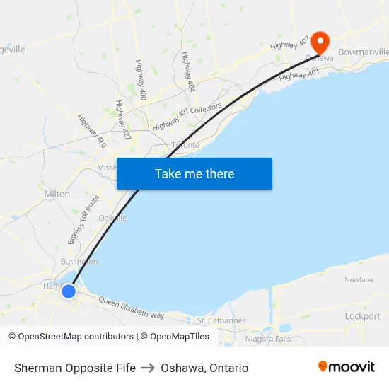 Sherman Opposite Fife to Oshawa, Ontario map