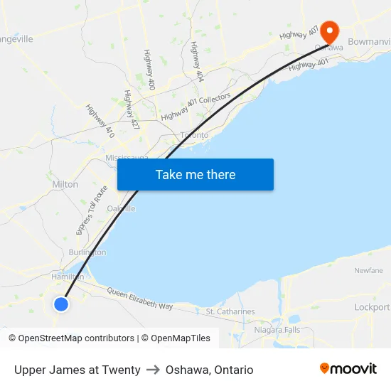 Upper James at Twenty to Oshawa, Ontario map