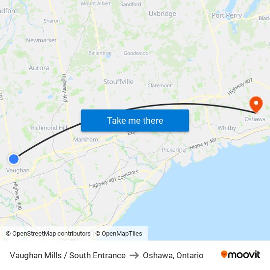 Vaughan Mills / South Entrance to Oshawa, Ontario map