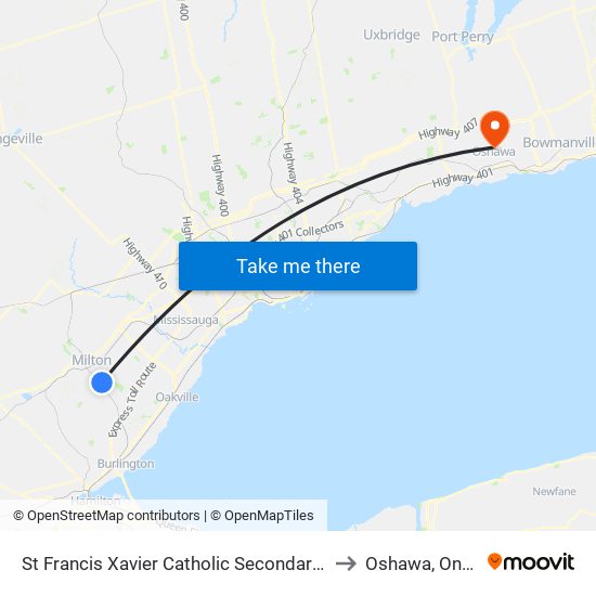 St Francis Xavier Catholic Secondary School to Oshawa, Ontario map