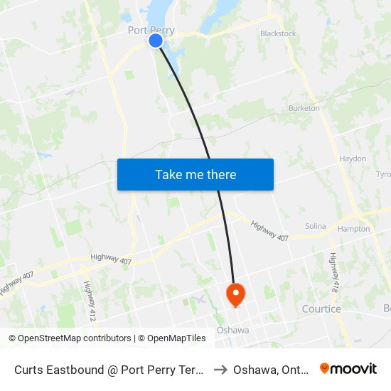 Curts Eastbound @ Port Perry Terminal to Oshawa, Ontario map