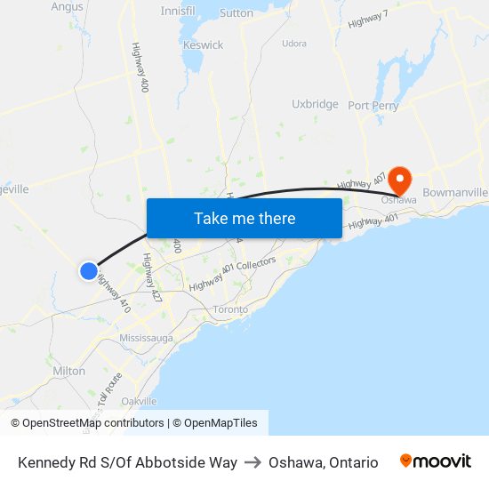 Kennedy Rd S/Of Abbotside Way to Oshawa, Ontario map