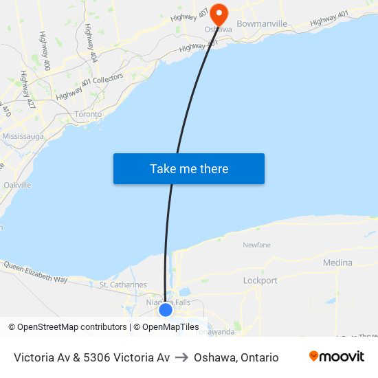 Victoria Av & 5306 Victoria Av to Oshawa, Ontario map