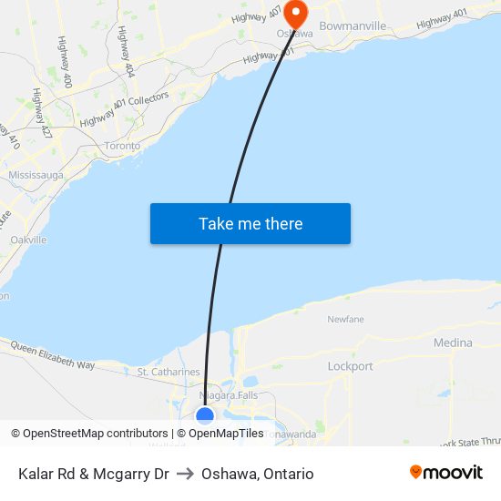 Kalar Rd & Mcgarry Dr to Oshawa, Ontario map