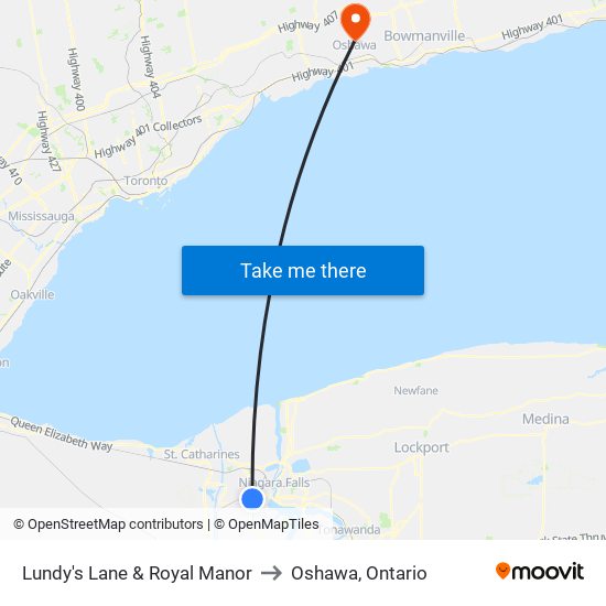 Lundy's Lane & Royal Manor to Oshawa, Ontario map