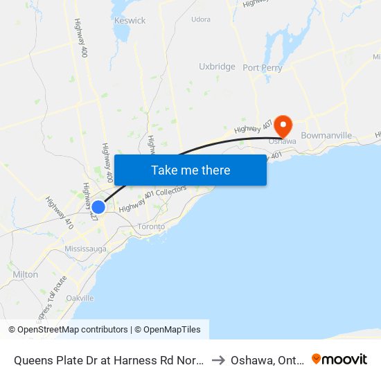 Queens Plate Dr at Harness Rd North Side to Oshawa, Ontario map