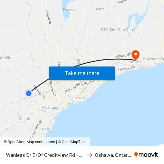 Wanless Dr E/Of Creditview Rd - 4a to Oshawa, Ontario map