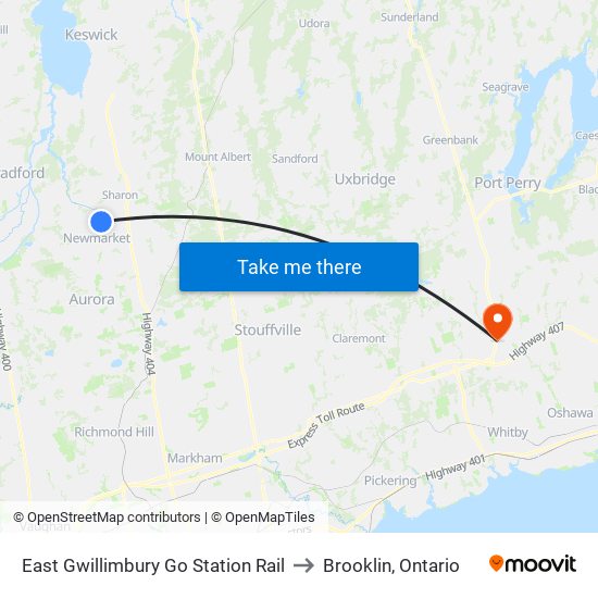 East Gwillimbury Go Station Rail to Brooklin, Ontario map