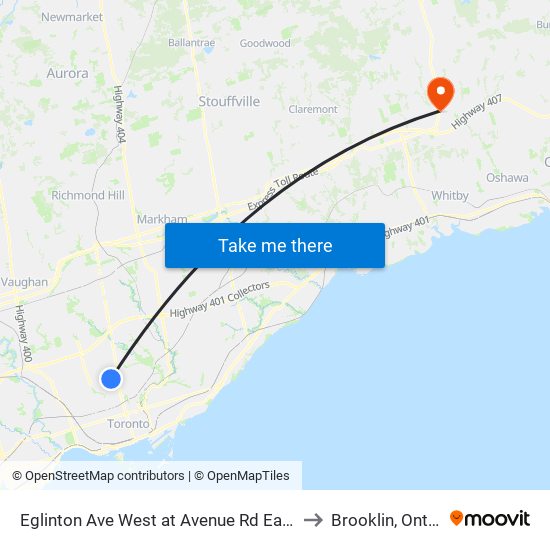 Eglinton Ave West at Avenue Rd East Side to Brooklin, Ontario map