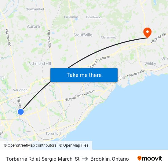 Torbarrie Rd at Sergio Marchi St to Brooklin, Ontario map