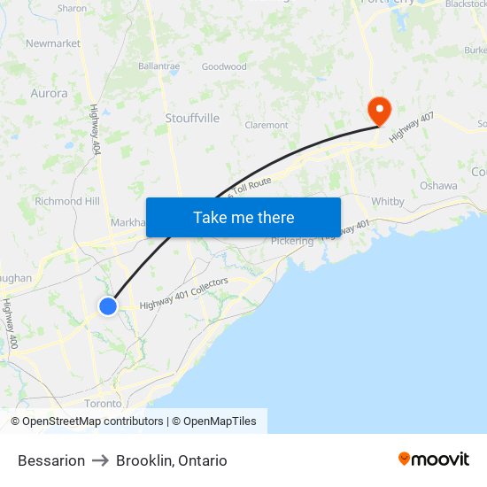 Bessarion to Brooklin, Ontario map