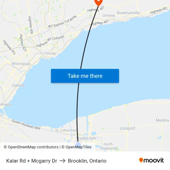 Kalar Rd + Mcgarry Dr to Brooklin, Ontario map