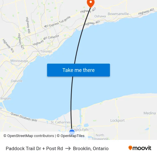 Paddock Trail Dr + Post Rd to Brooklin, Ontario map