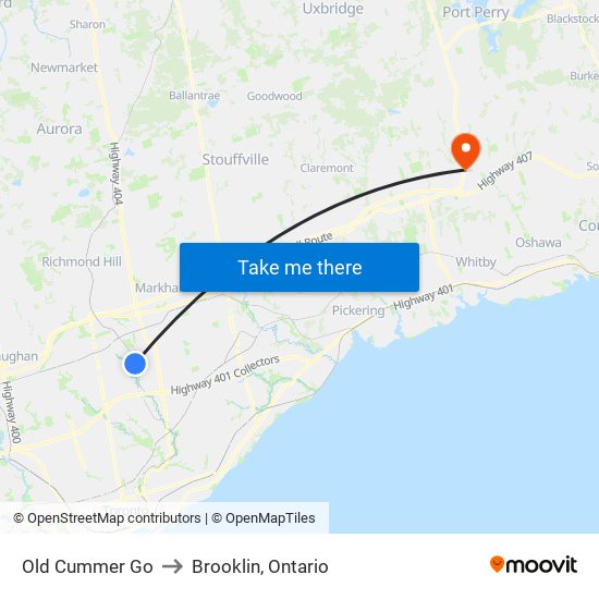Old Cummer Go to Brooklin, Ontario map