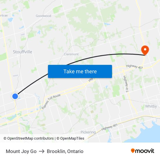 Mount Joy Go to Brooklin, Ontario map