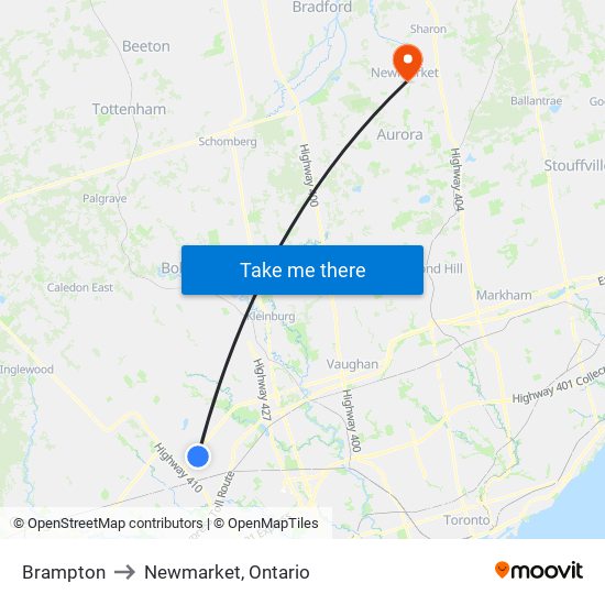 Brampton to Brampton map