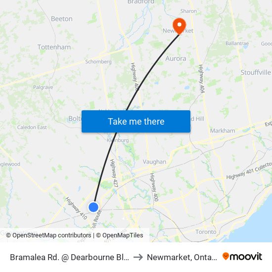 Bramalea Rd. @ Dearbourne Blvd. to Newmarket, Ontario map