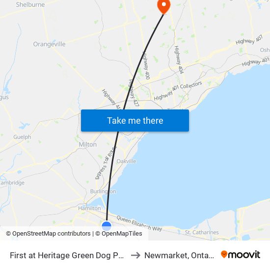 First at Heritage Green Dog Park to Newmarket, Ontario map