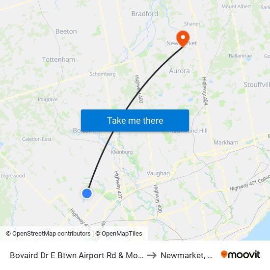 Bovaird Dr E Btwn Airport Rd & Mountainash Rd to Newmarket, Ontario map