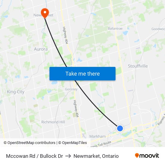 Mccowan Rd / Bullock Dr to Newmarket, Ontario map