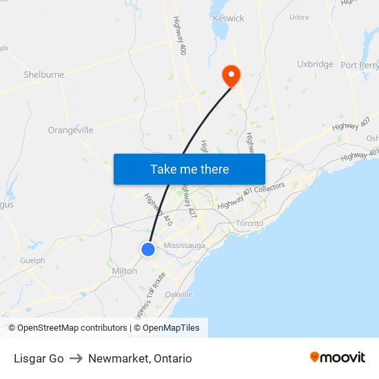 Lisgar Go to Newmarket, Ontario map