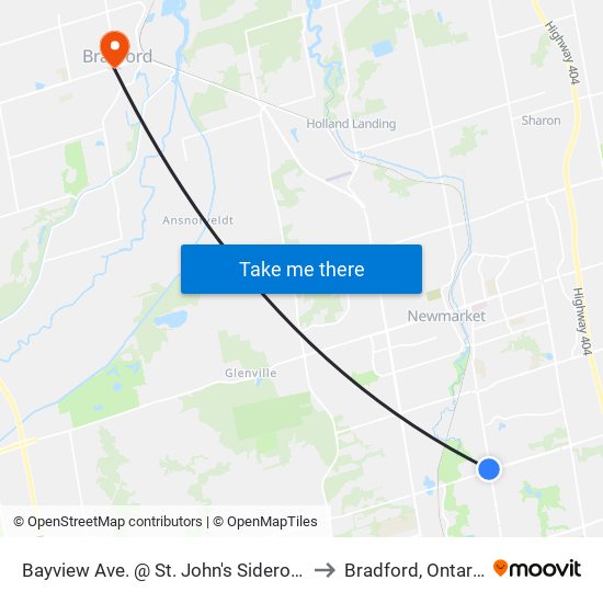 Bayview Ave. @ St. John's Sideroad to Bradford, Ontario map