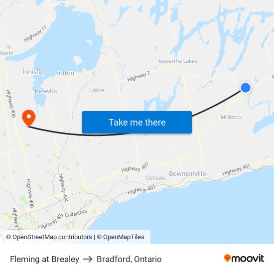 Fleming at Brealey to Bradford, Ontario map